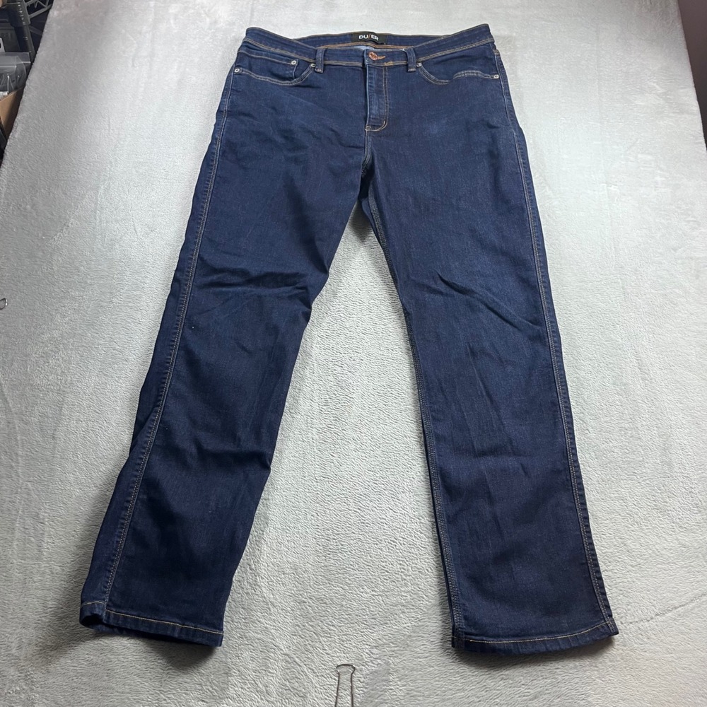DU/ER L2X Athletic Straight Mens Dark Wash Performance Indigo Denim Jeans 35x31